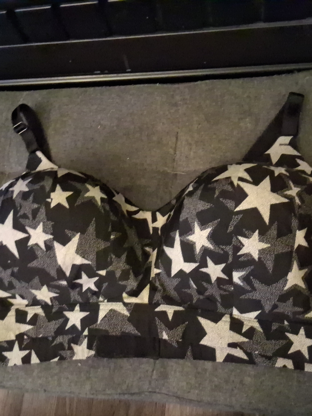 Star Print Wireless Bra - Black/White